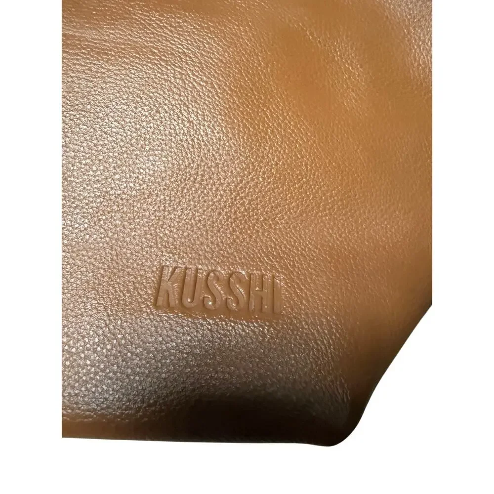 Kusshi Everyday Leather Makeup Bag in Camel Red Leather